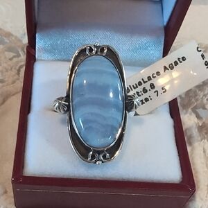 Bluelace Agate 925 Sterling Silver Ring